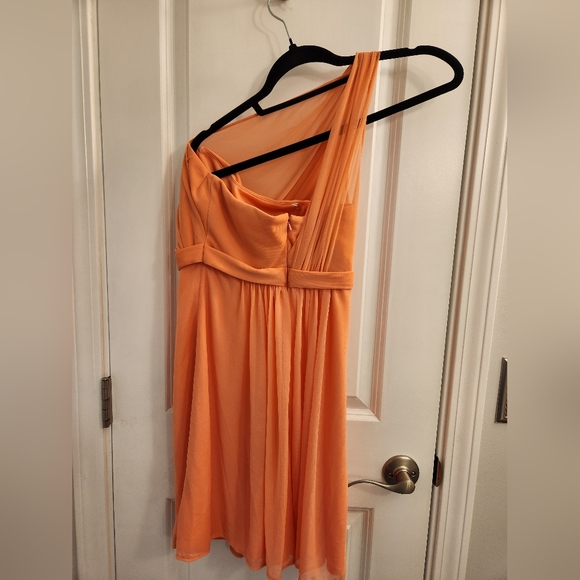 David's Bridal Coral Bridesmaid Dress - Picture 2 of 7